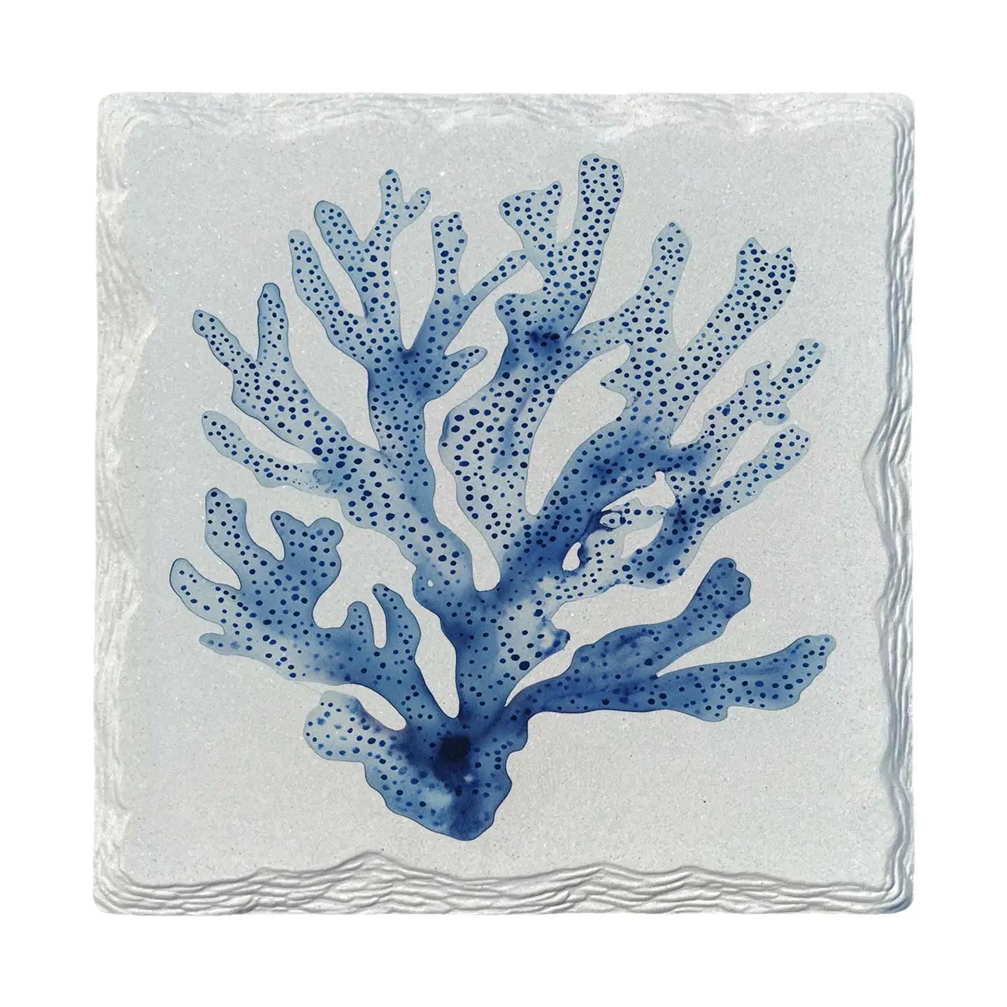 Watercolor Navy Coral Coaster