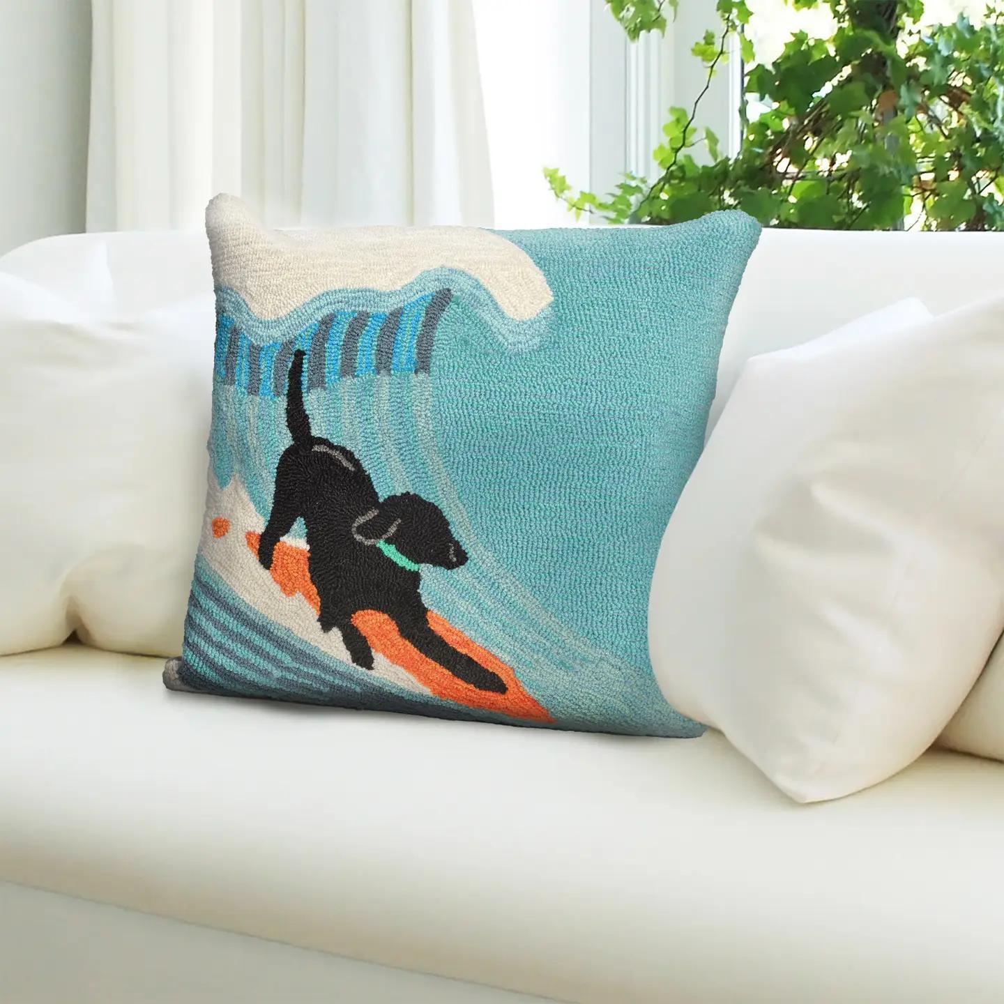 Surfing Dog Pillow