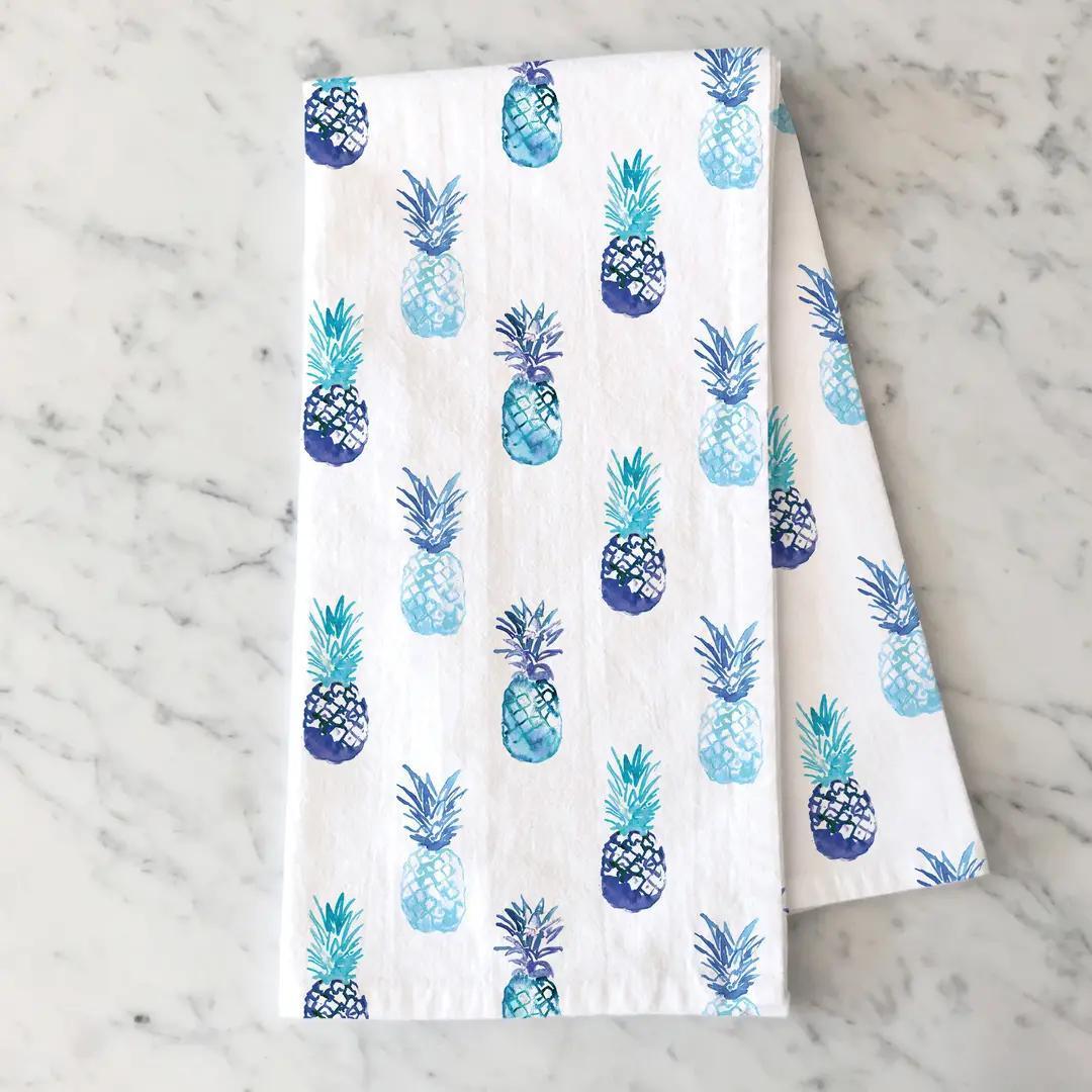 Blue Pineapple Tea Towel