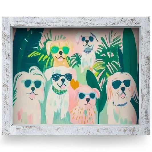 Dog Beach Buddies Wood Framed Art