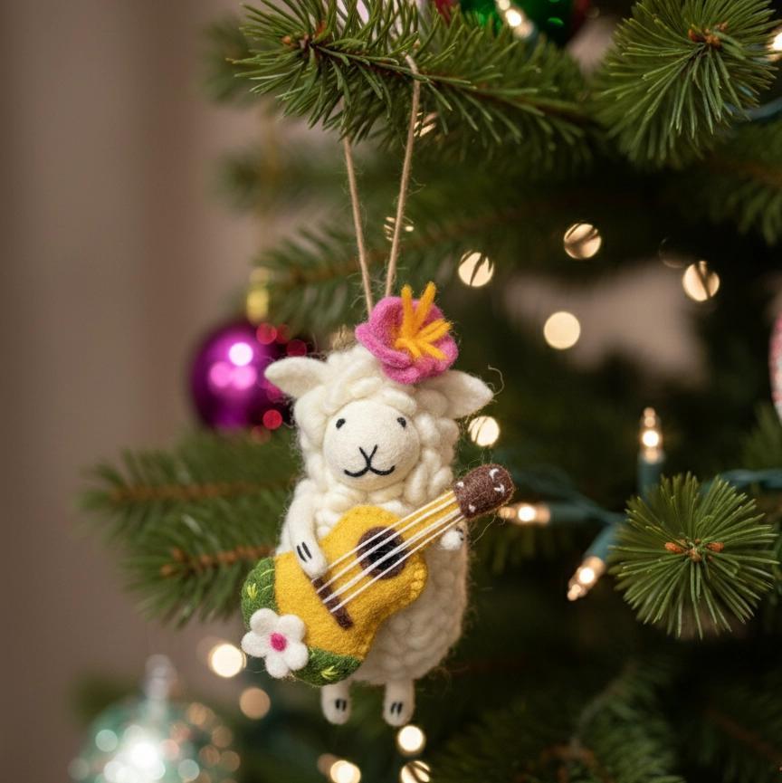 Hula Sheep Felt Ornament