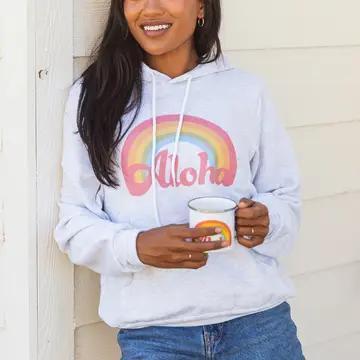 Grey Aloha Rainbow Hoodie