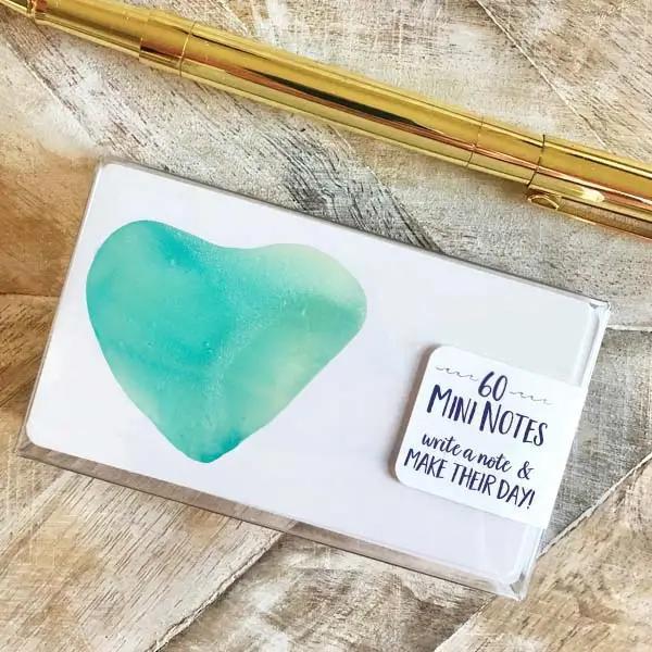 Seaglass Heart Mini Notes