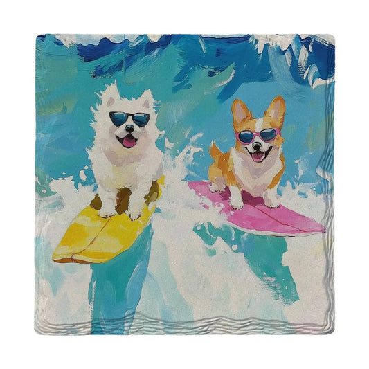 Cute Surfing Pups Coaster