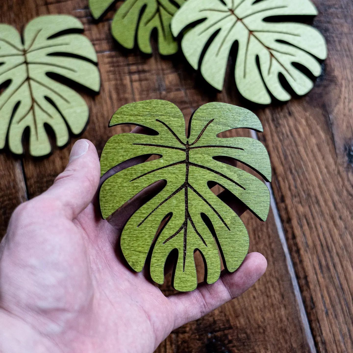 Monstera Leaf Wood Coaster