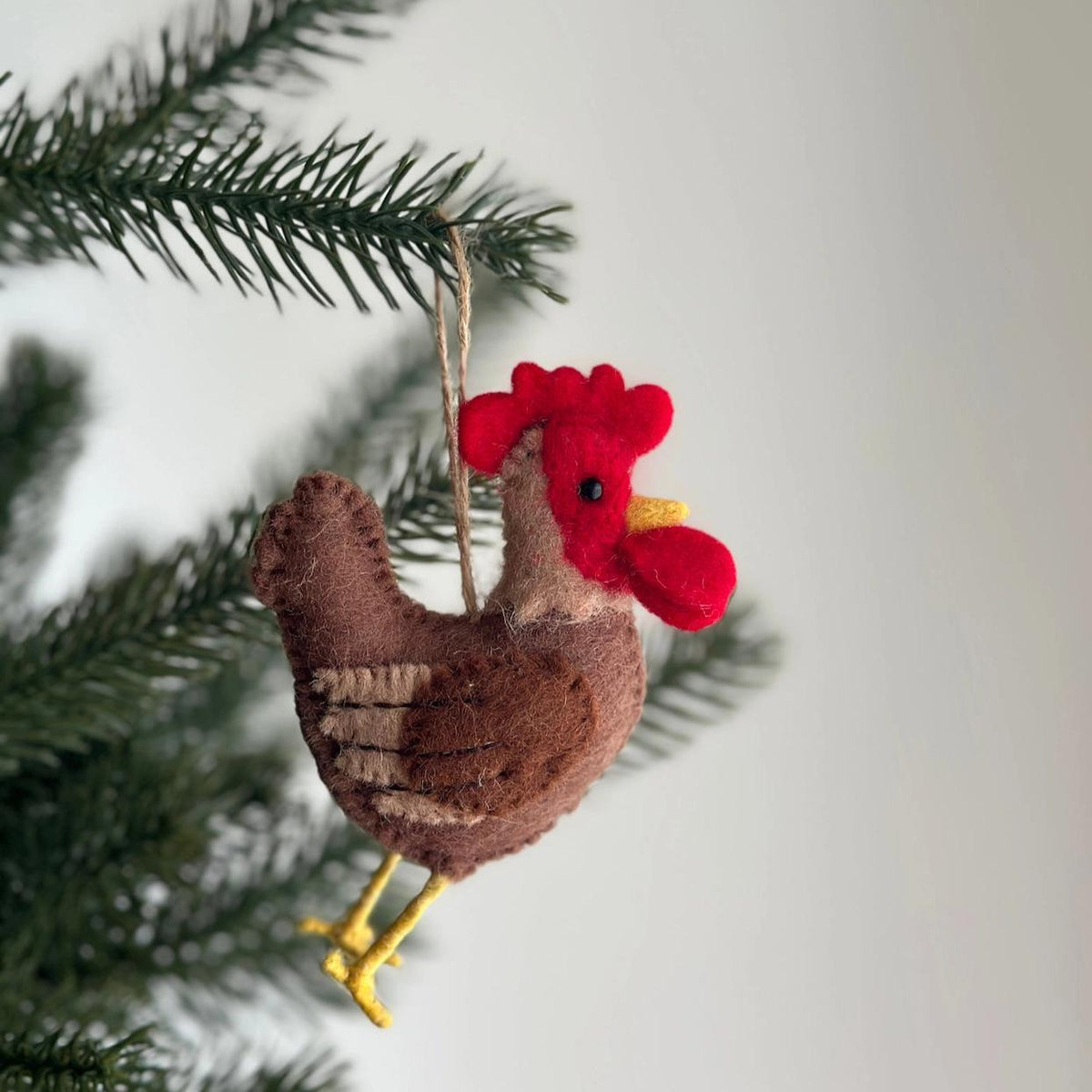 Brown Rooster Felt Ornament