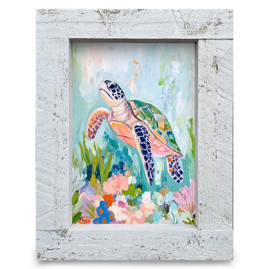 Charming Sea Turtle Wood Framed Art