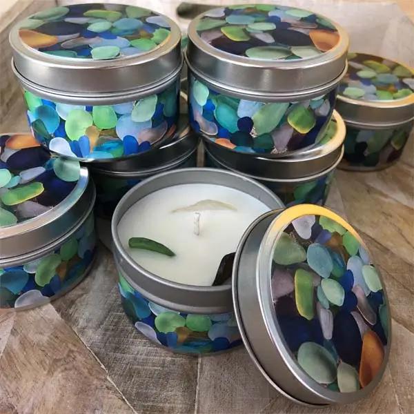 Seaglass Discovery Cobalt Candle Tin