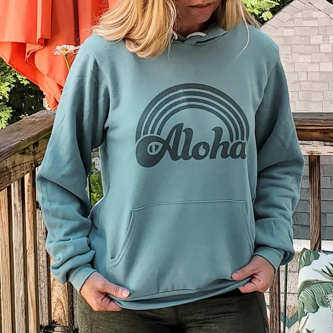 Teal Aloha Rainbow Hoodie