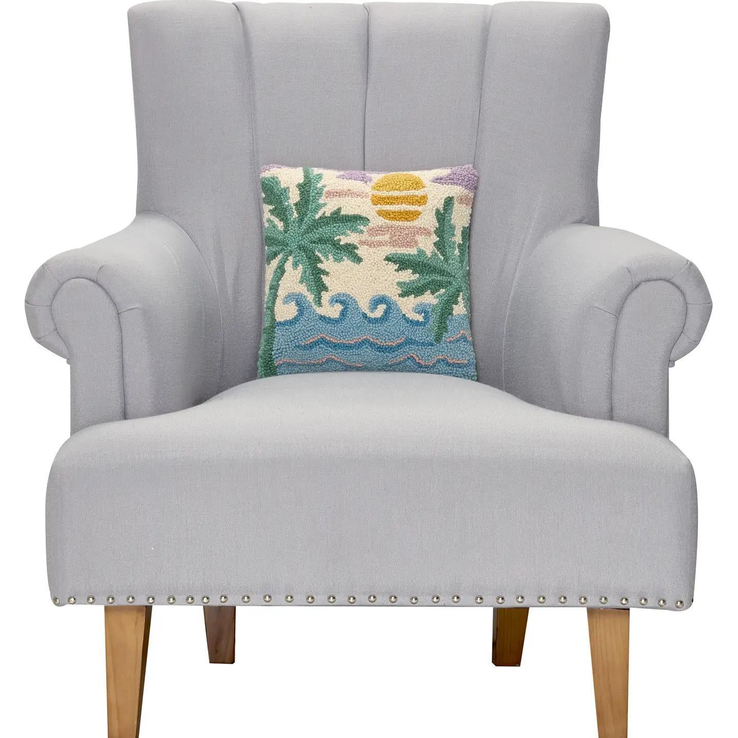Retro Coastal Scene Hook Pillow