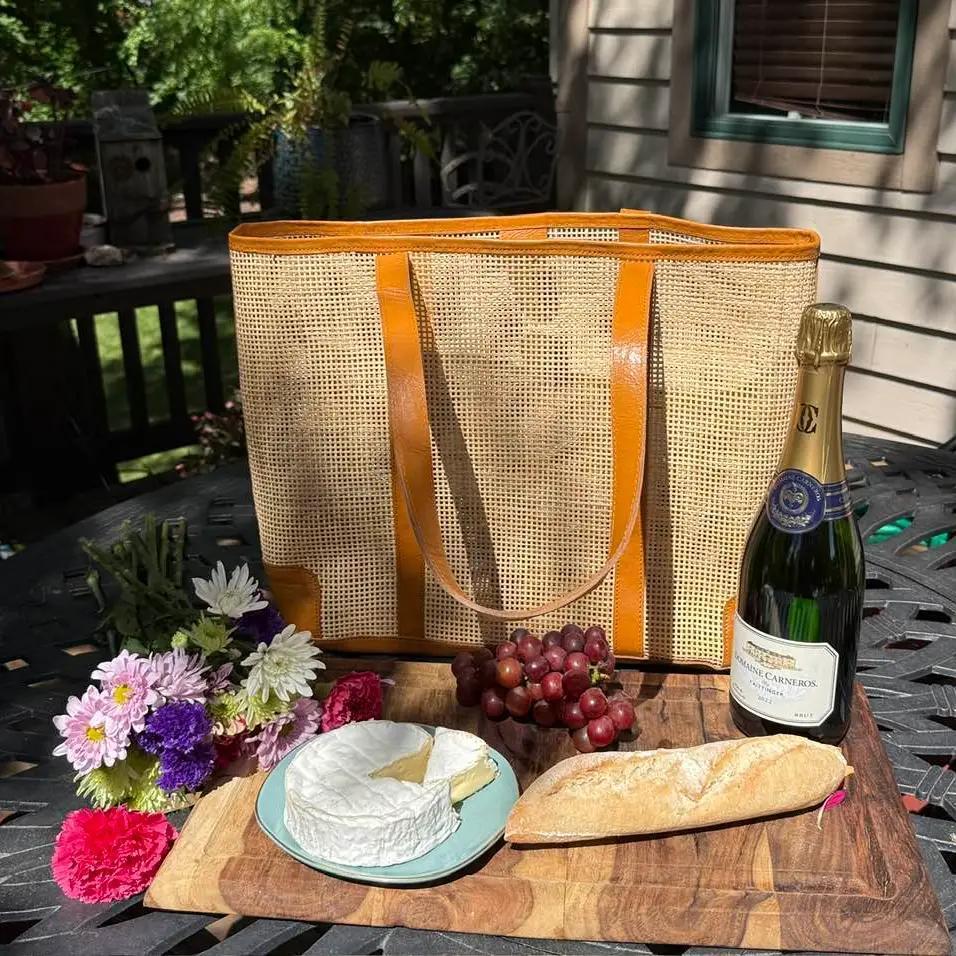 Oversized Rattan Square Weave Tote