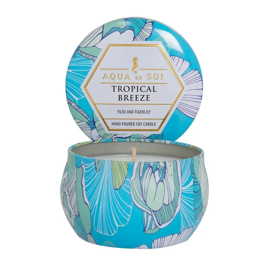 Candle Tin Tropical Breeze 4oz Aqua De Soi