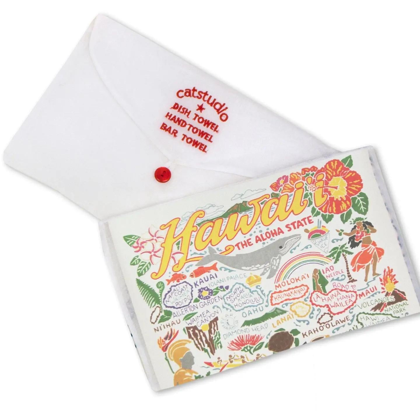 Hawaiian Isles Embroidered Dish Towel