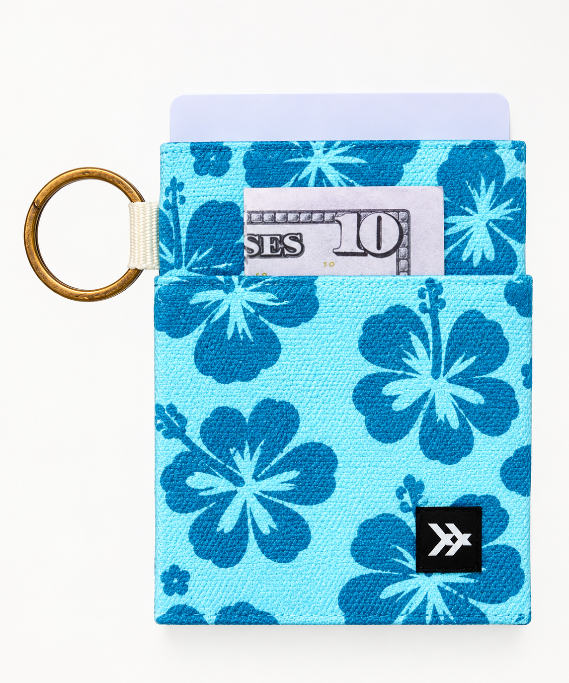 Blue Hawaiian Floral Elastic Wallet