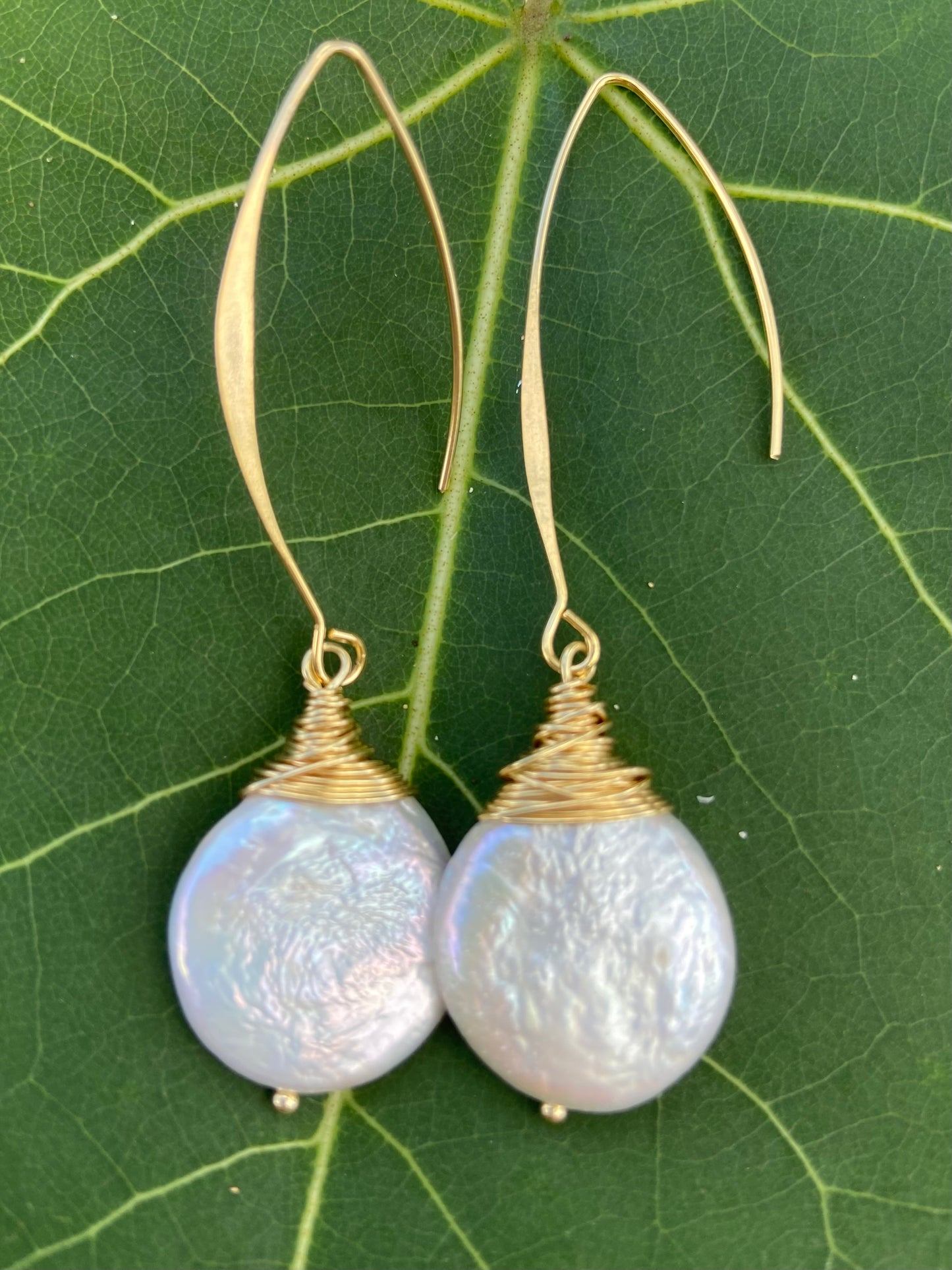 Coin Pearl Hook Earrings