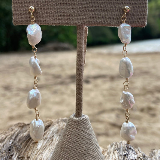 Keishi Freshwater Pearl Post Earrings