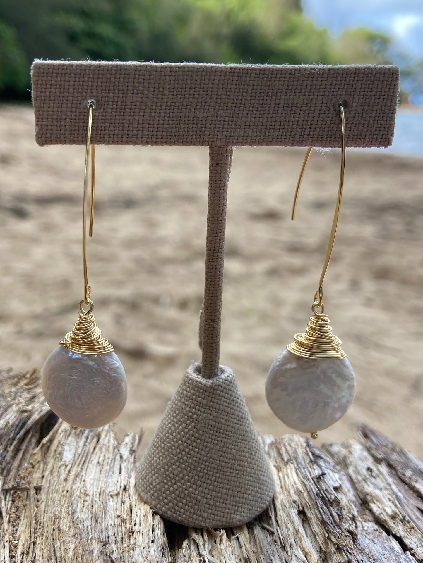 Coin Pearl Hook Earrings