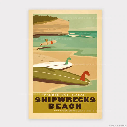 Shipwrecks Beach Travel Print